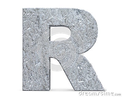 Concrete Capital Letter - R isolated on white background . 3D render Illustration. Stock Photo