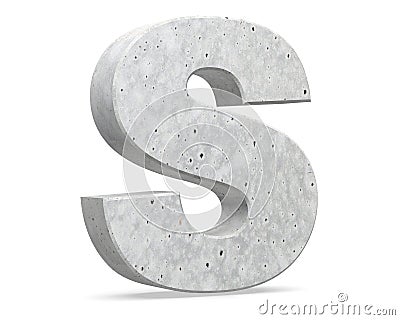 Concrete Capital Letter - S isolated on white background . 3D render Illustration. Stock Photo