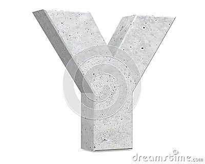 Concrete Capital Letter - Y isolated on white background . 3D render Illustration. Stock Photo