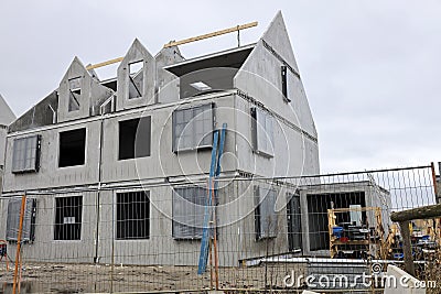 concrete casco of new residential house in the Triangel district of Waddinxveen Stock Photo