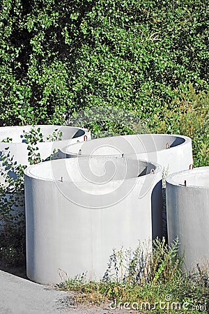 Concrete circle pit Stock Photo