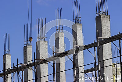 Concrete columns on construction Stock Photo