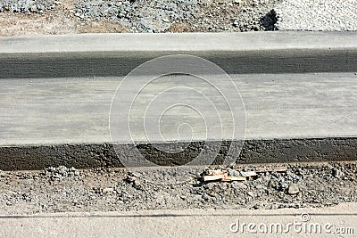 Concrete curb installation details. Stock Photo