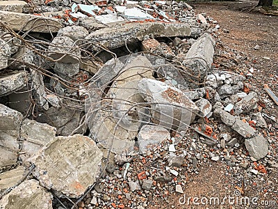 Concrete Demolition construction site at thailand Stock Photo