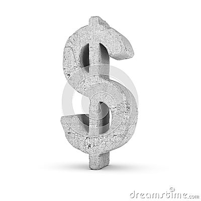 Concrete dollar sign isolated on white background Stock Photo