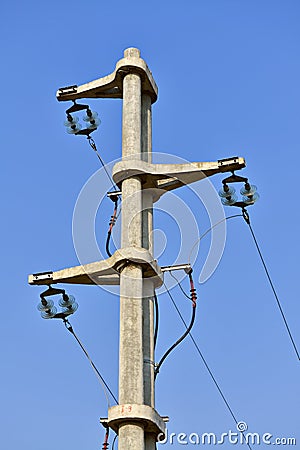 Concrete electric pole Stock Photo