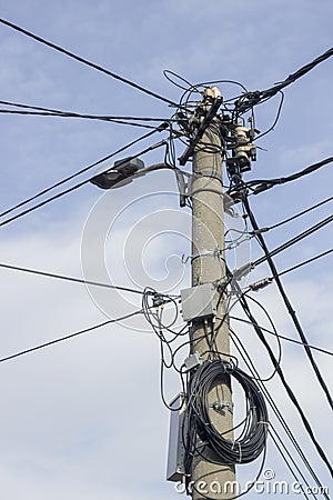 Concrete Electrical Pole With Street Lamp 2 Stock Photo