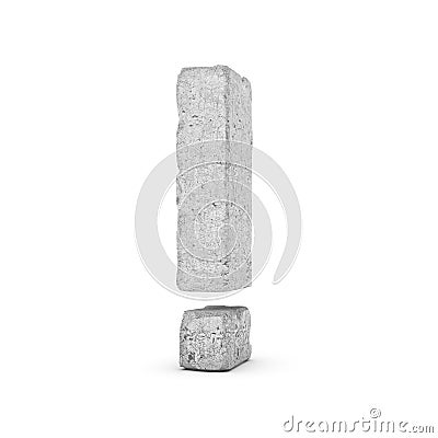 Concrete exclamation mark isolated on white background Stock Photo