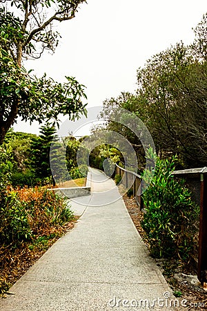 Concrete forest walking path to the Gap ocean cliff at the Watsons Bay of Sydney Stock Photo
