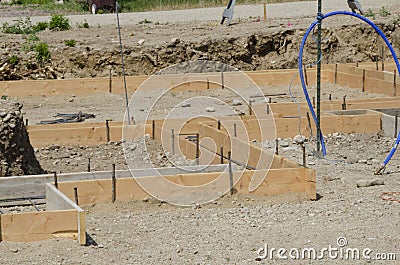 Concrete Forms for a Foundation Stock Photo