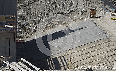 Concrete foundation in construction industry Stock Photo