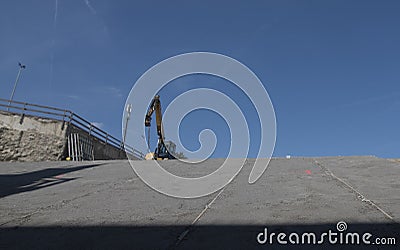 Concrete foundation in construction industry Stock Photo