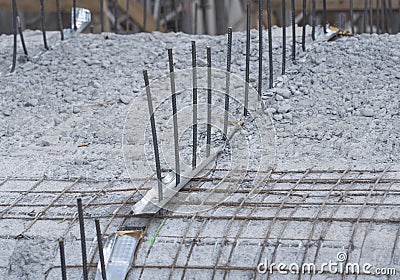 Concrete foundation in construction industry Stock Photo