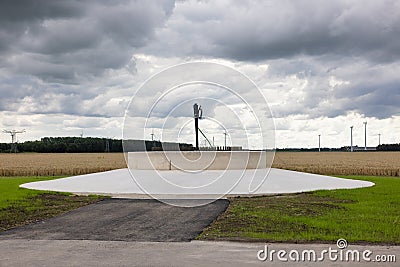 Concrete fundament new wind urbine in Flevoland, The Netherlands Stock Photo