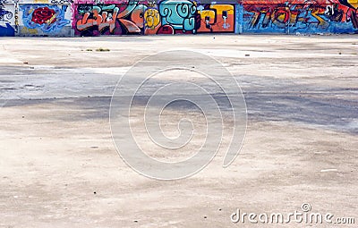 Concrete and graffiti wall Editorial Stock Photo