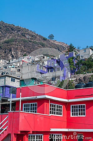 Concrete houses in Tlalnepantla de Baz, Mexico City Editorial Stock Photo