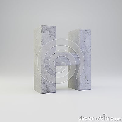 Concrete letter H uppercase with plaster texture isolated on white background Stock Photo