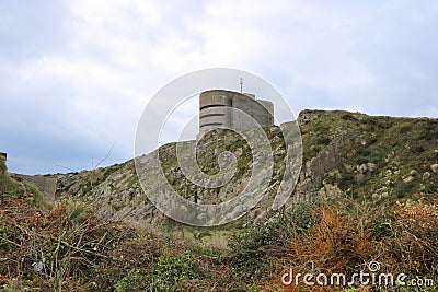 Concrete military range finding tower Stock Photo