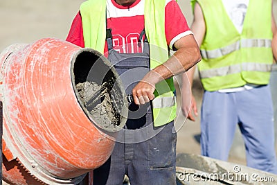 Concrete mixer on construction site Stock Photo