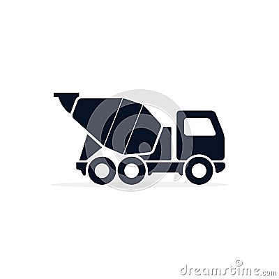 Concrete mixer icon logo flat isolated symbol on white background. Vector Vector Illustration