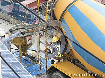 Concrete mixer truck Editorial Stock Photo