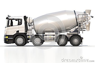 Concrete mixer truck on white background Stock Photo