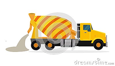 Concrete Mixing Truck Vector in Flat Design Vector Illustration