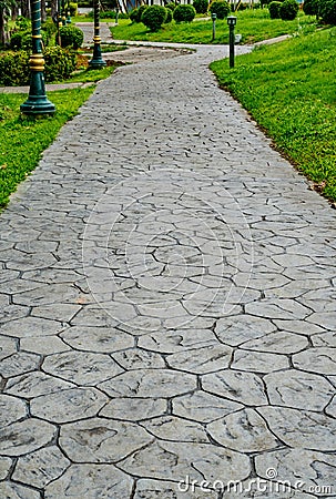 Concrete Pathway in garden Stock Photo