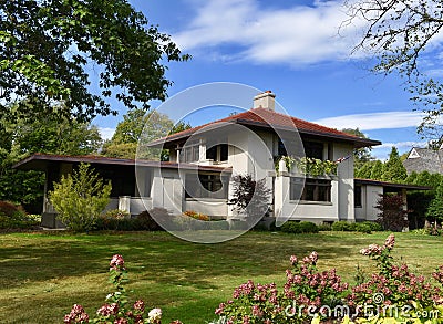 Concrete Prairie Style House Stock Photo