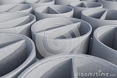 Concrete shaft manhole rings - 3D Rendering Stock Photo