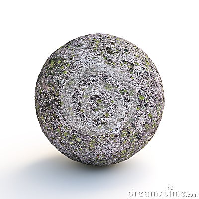 Concrete sphere covered with moss Stock Photo