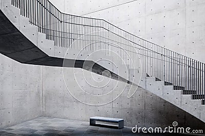 Concrete Stair in Akita Museum of Art Editorial Stock Photo