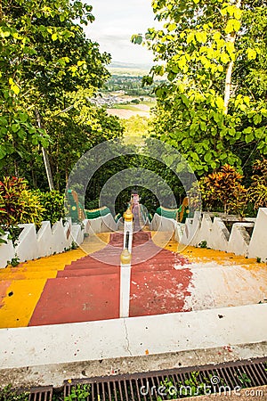 Concrete stair at Phra That Khao Noi temple Stock Photo