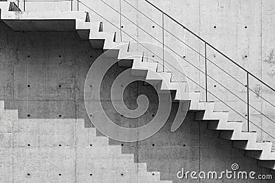Staircase with metallic handrail at modern buiding Stock Photo