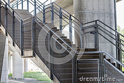 Concrete stairs are metal handrails Stock Photo