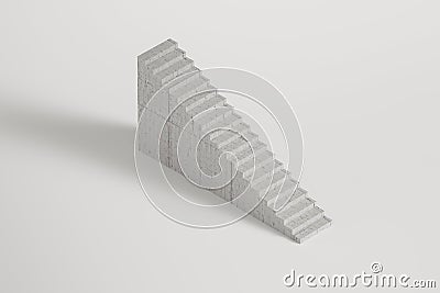 Concrete steps up or stairs in the studio on a white background as a metaphor of movement to success or learning Stock Photo