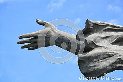 Concrete stone statue female hand Stock Photo