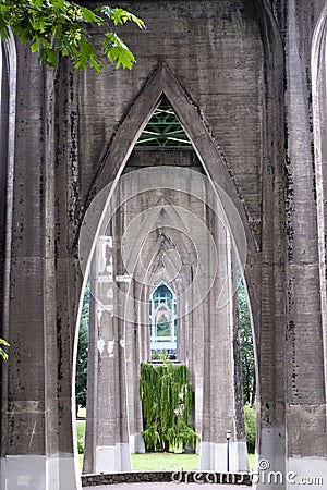 Concrete supports of gothic bridge Stock Photo