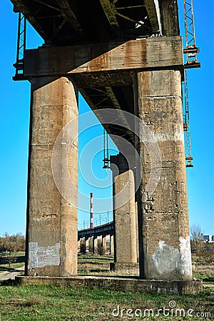 Concrete supports of the railway flyover Stock Photo