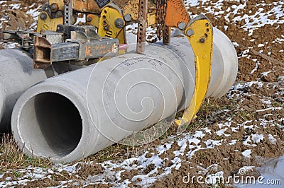 Concrete tube with gripper Stock Photo
