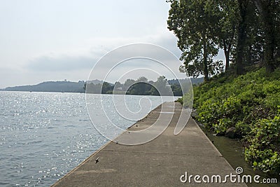 Concrete dock and walkway Stock Photo