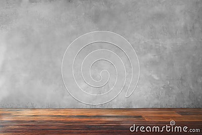 Concrete wall old wooden floor empty living room Stock Photo