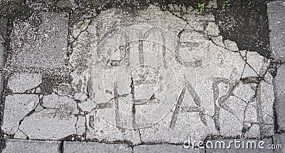Concrete with words one heart imprinted Stock Photo