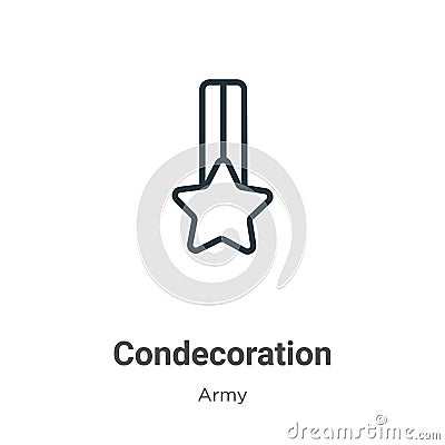 Condecoration outline vector icon. Thin line black condecoration icon, flat vector simple element illustration from editable army Vector Illustration
