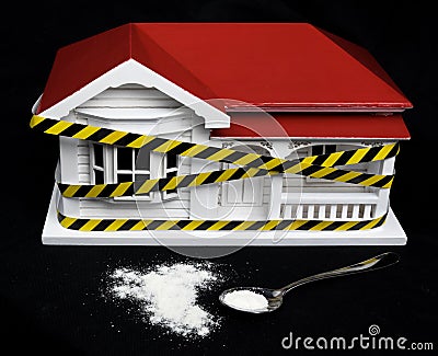 Condemned drug contaminated home concept New Zealand NZ villa ho Stock Photo
