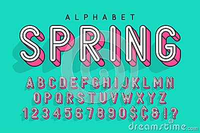 Condensed display font popart design, alphabet, letters and numb Vector Illustration