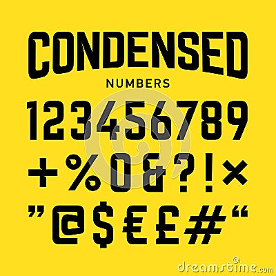 Condensed numbers, industrial bold style font Vector Illustration