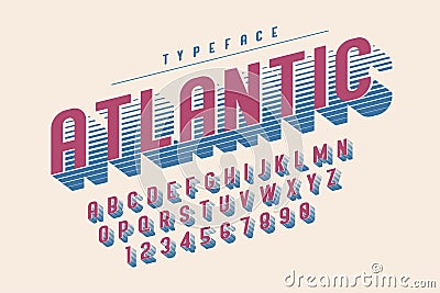 Condensed retro display font design, alphabet, character set Vector Illustration