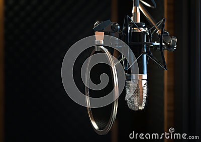 Condenser Microphone In Studio Stock Photo