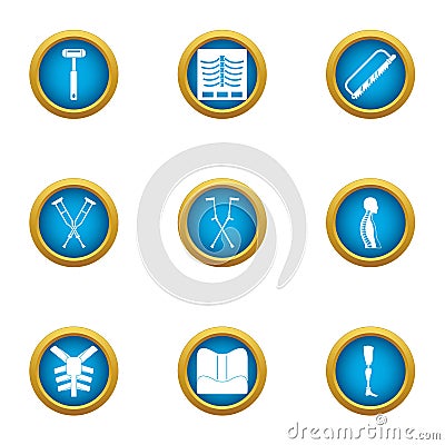 Condition of the internals icons set, flat style Vector Illustration